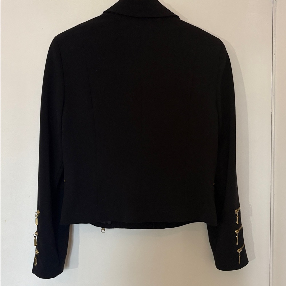 Joseph Ribkoff Black Asymmetrical Zip Blazer with Gold Zippers - Picture 5 of 6